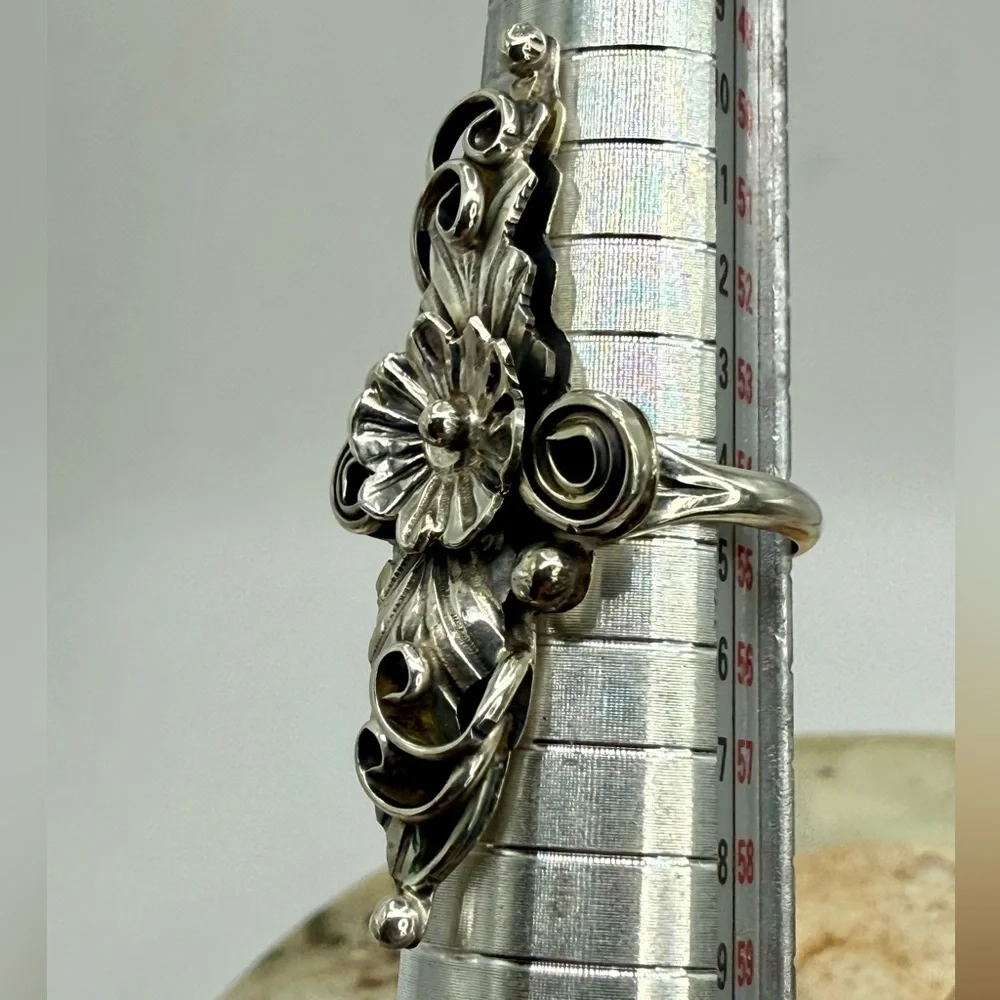 Native American 925 Floral Leaf Statement Ring by Harry B. Yazzie – NWOT